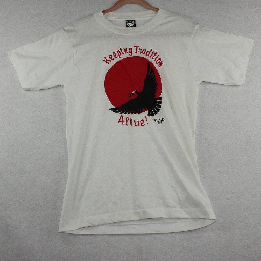 Keep Tradition Alive! Pow Wow Vintage T-Shirt. Single Stitch.